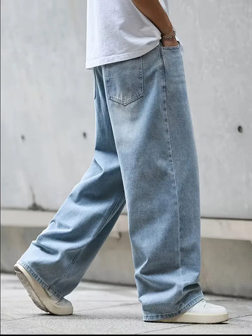 Loose fit jeans met wide leg