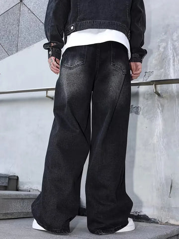 Loose fit jeans met brede pijpen