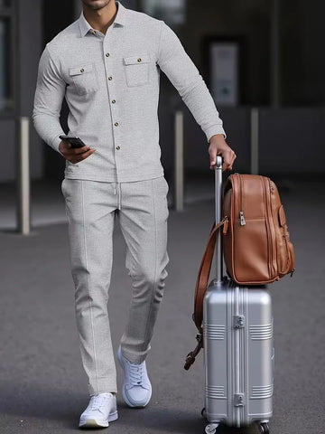 Lounge set met button-up cardigan