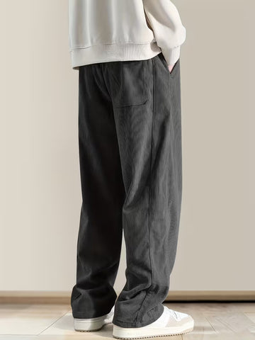 Corduroy broek met losse pasvorm en rechte pijpen