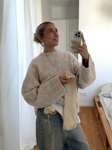 Oversized trui met ronde hals en lange mouwen