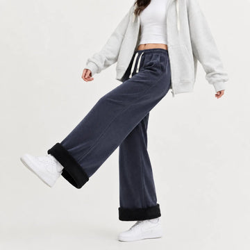 Wijde corduroy broek met trekkoord