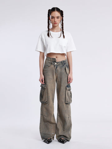 Femke | Vintage diepgewassen jeans in de kleur Bruin voor dames in stijl geschikt voor alle seizoenen.