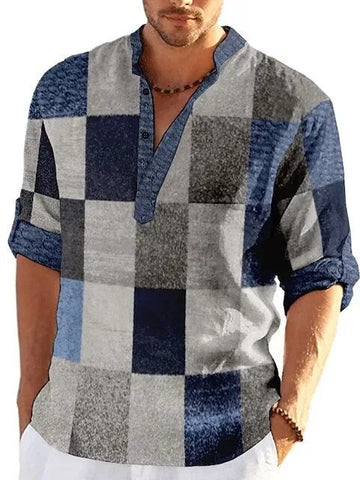 Milander | Heren Poloshirt met 3D Print in de kleur Blauw voor heren in stijl ideaal voor de lente.