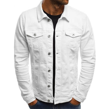 Roland | Casual Heren Denim Jack in de kleur Wit voor heren in Heritage stijl ideaal voor de herfst.