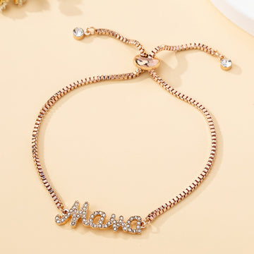 Mooie Mama Letter Bedelarmband met Nepdiamanten