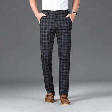 Thijs | Klassieke geruite herenpantalon in de kleur Zwart voor heren in Heritage stijl geschikt voor alle seizoenen.