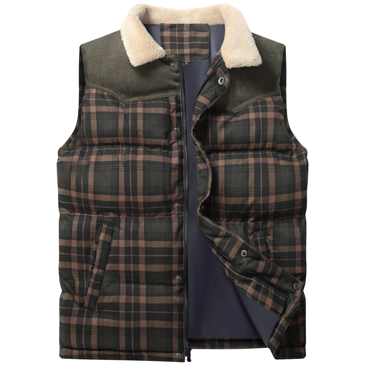 Bodywarmer met plaid patroon