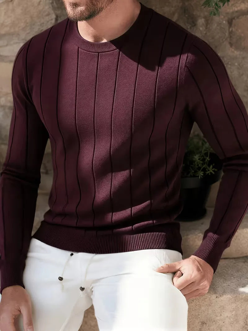 Ribbed sweater met ronde hals