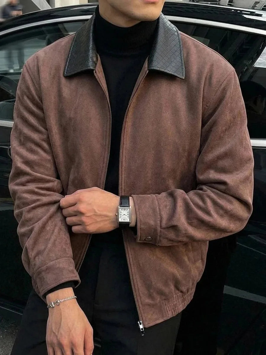 Bomberjack van bruin suede