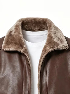 Leren jasje met plush lining