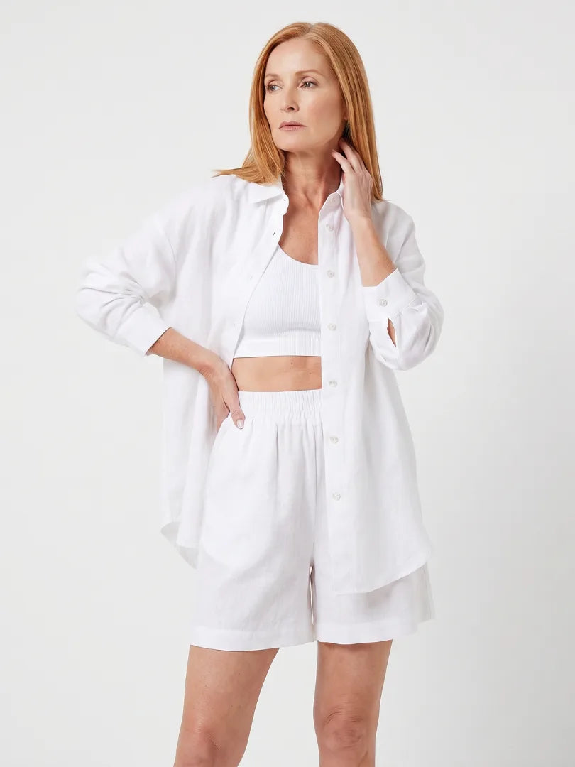 Cropped camisole met open-front shirt