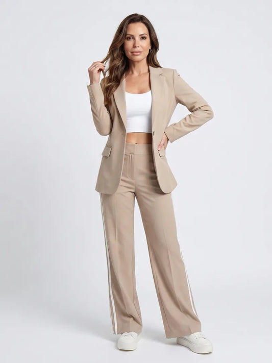 Tweedelig pak met blazer en brede broek