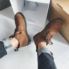 Veterschoenen boots met suède afwerking