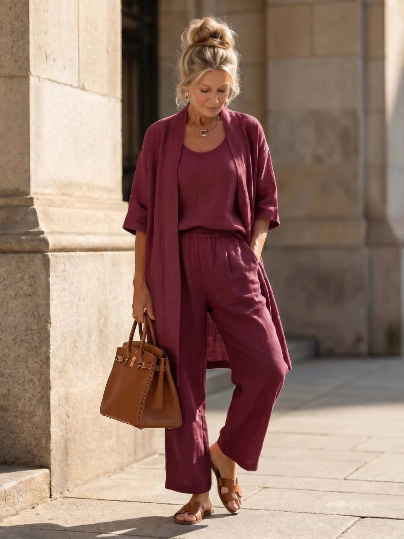 Drie-delige set met brede broek