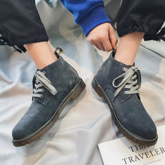 Veterschoenen boots met suède afwerking