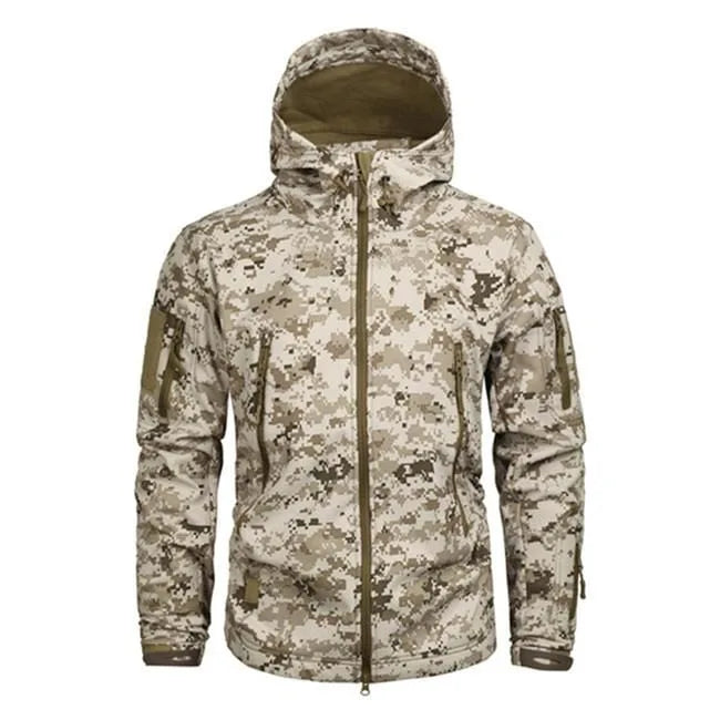 Hooded parka met camouflage patroon