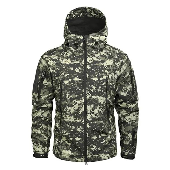 Hooded parka met camouflage patroon