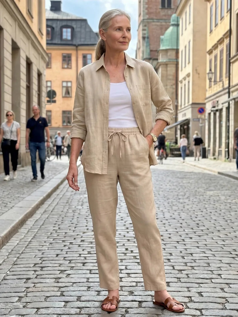 Set met blouse en tapered broek