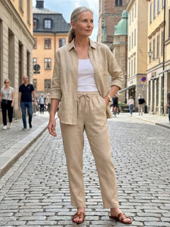Set met blouse en tapered broek