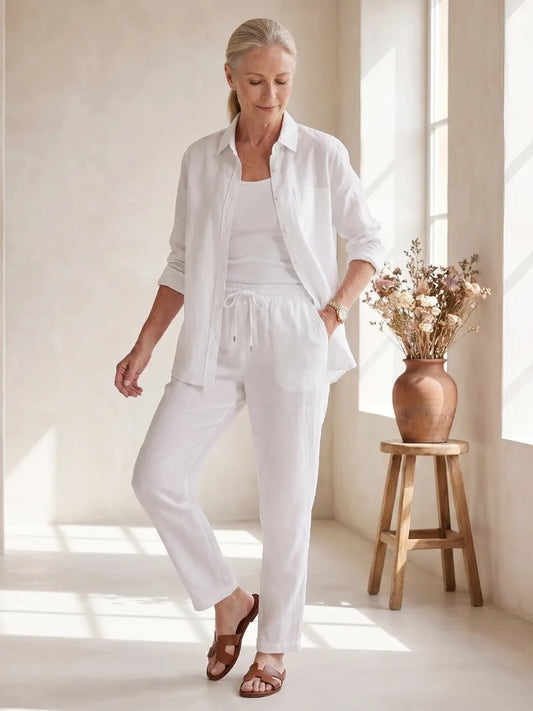 Set met blouse en tapered broek