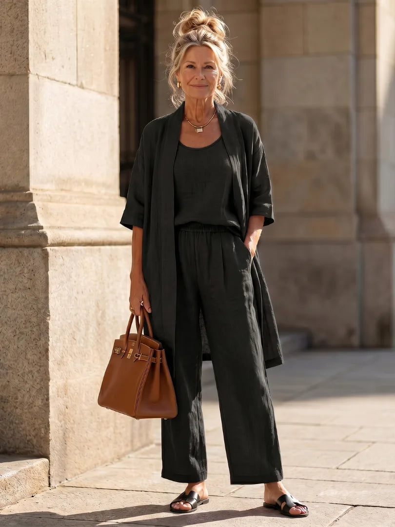 Drie-delige set met brede broek