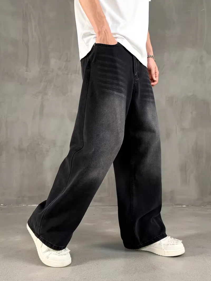 Loose fit jeans met wide leg