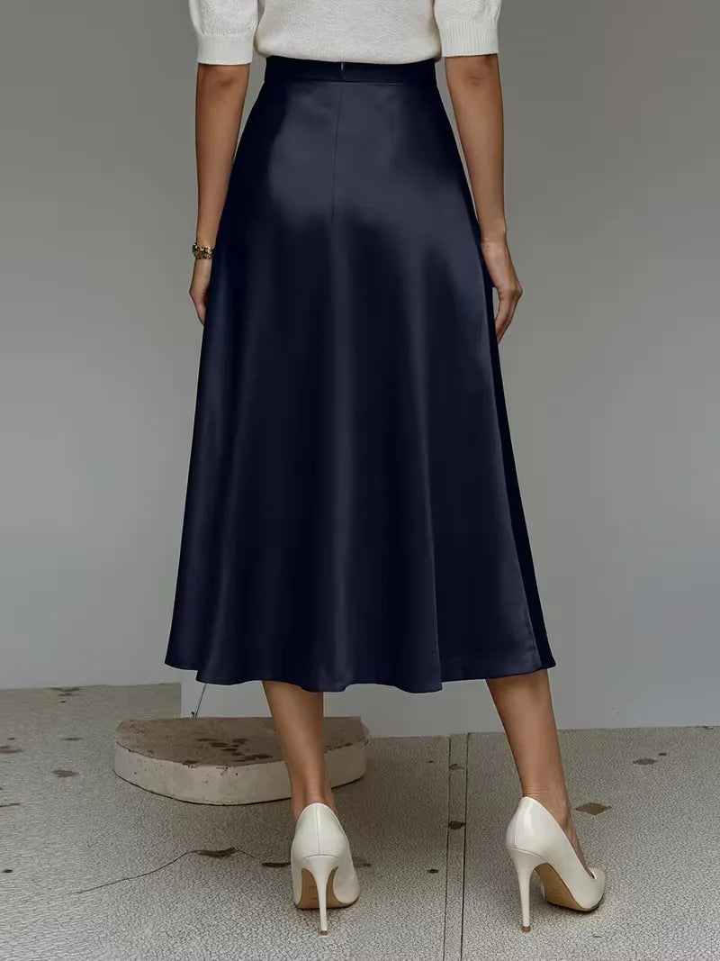 Satijnen rok met hoge taille
