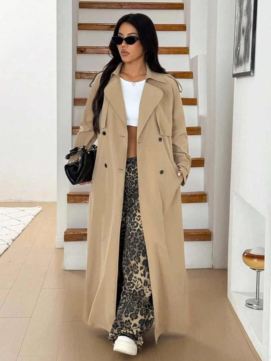 Oversized trench coat met ceintuur