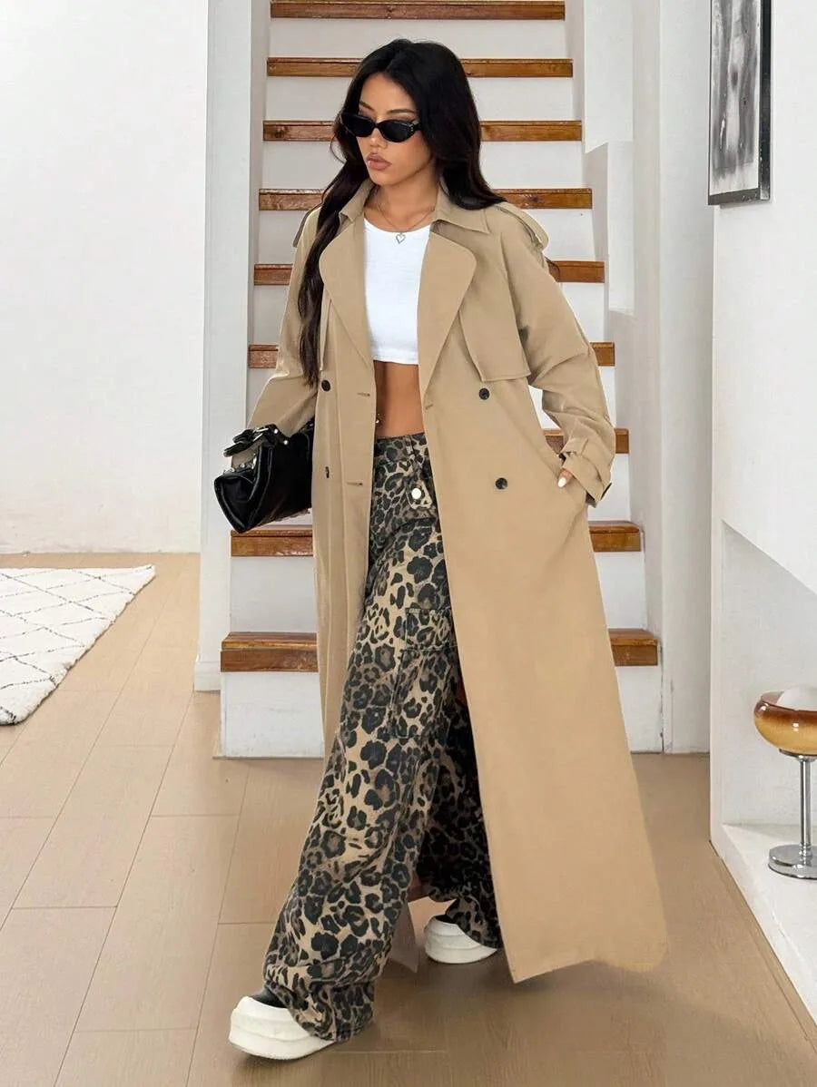 Oversized trench coat met ceintuur