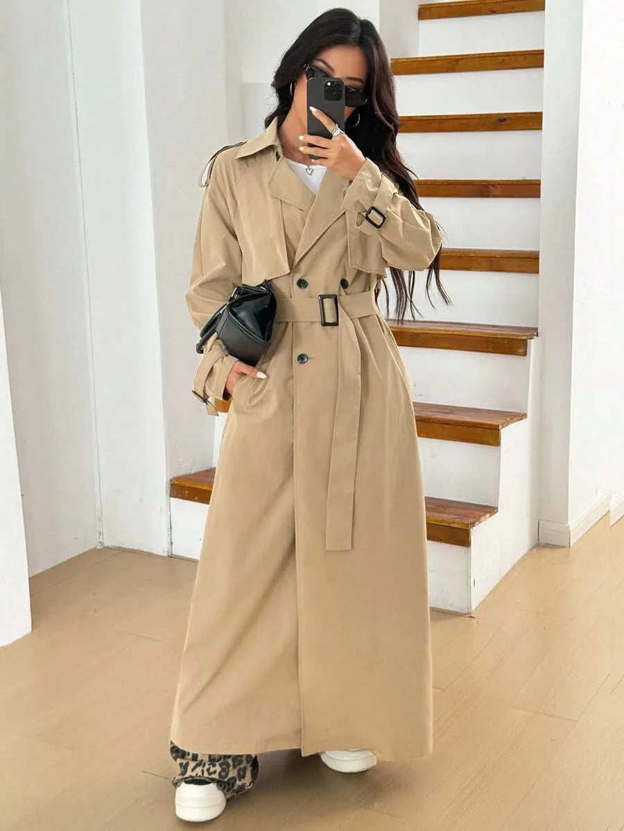 Oversized trench coat met ceintuur