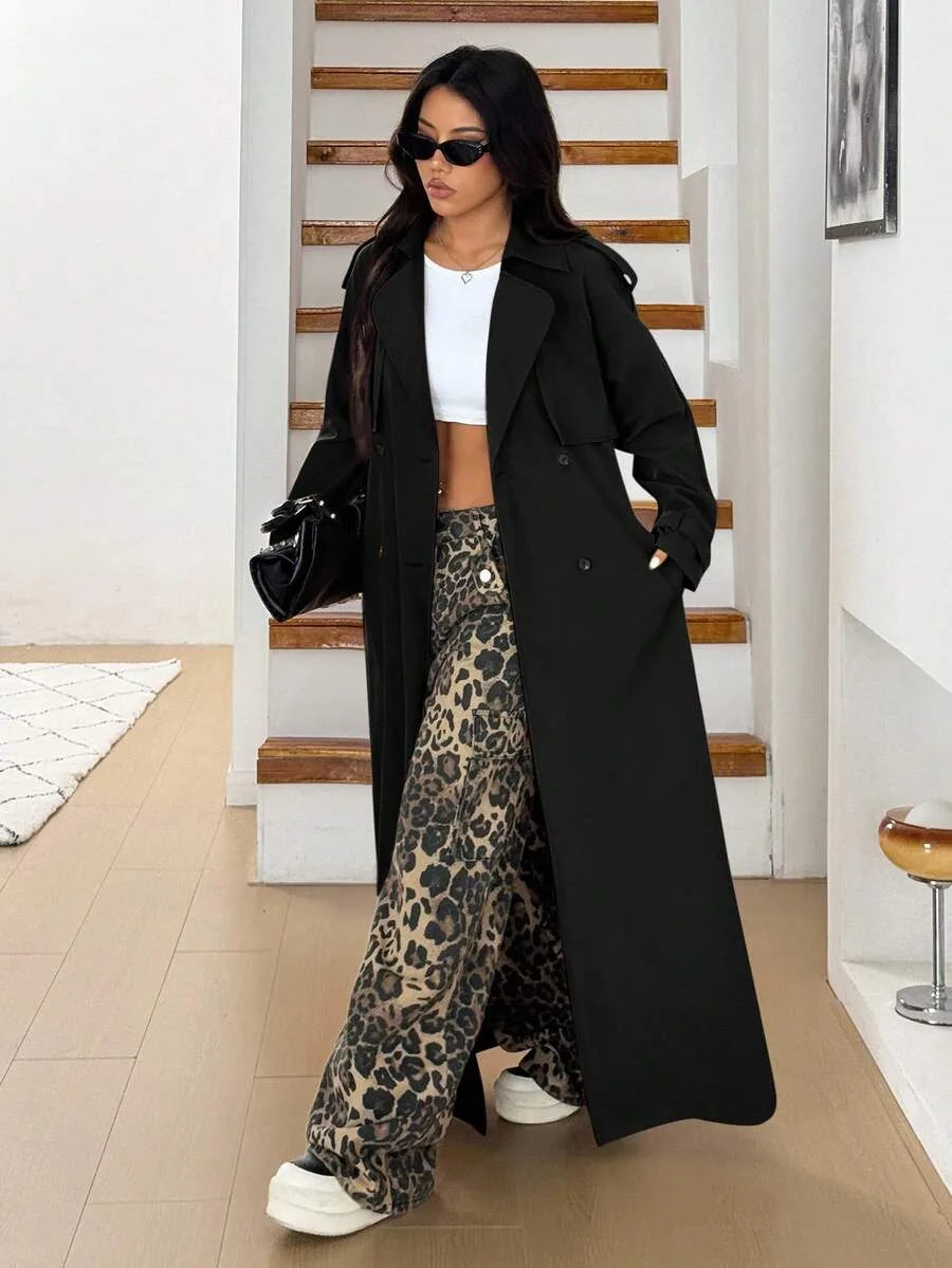 Oversized trench coat met ceintuur
