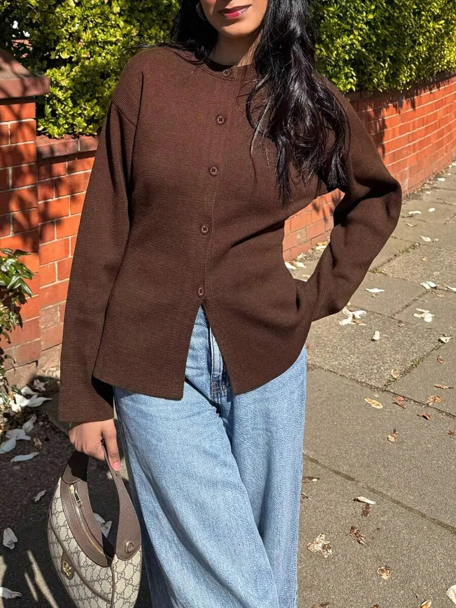 Cardigan met knopen en lange mouwen