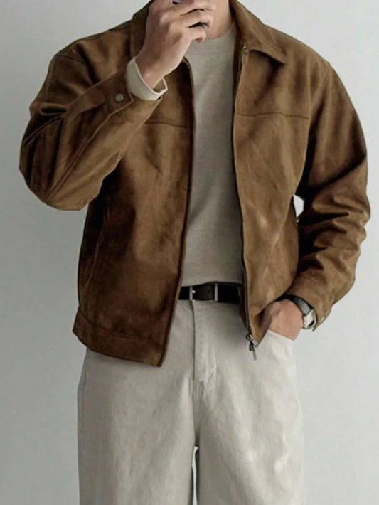 Bomberjack van bruin suede