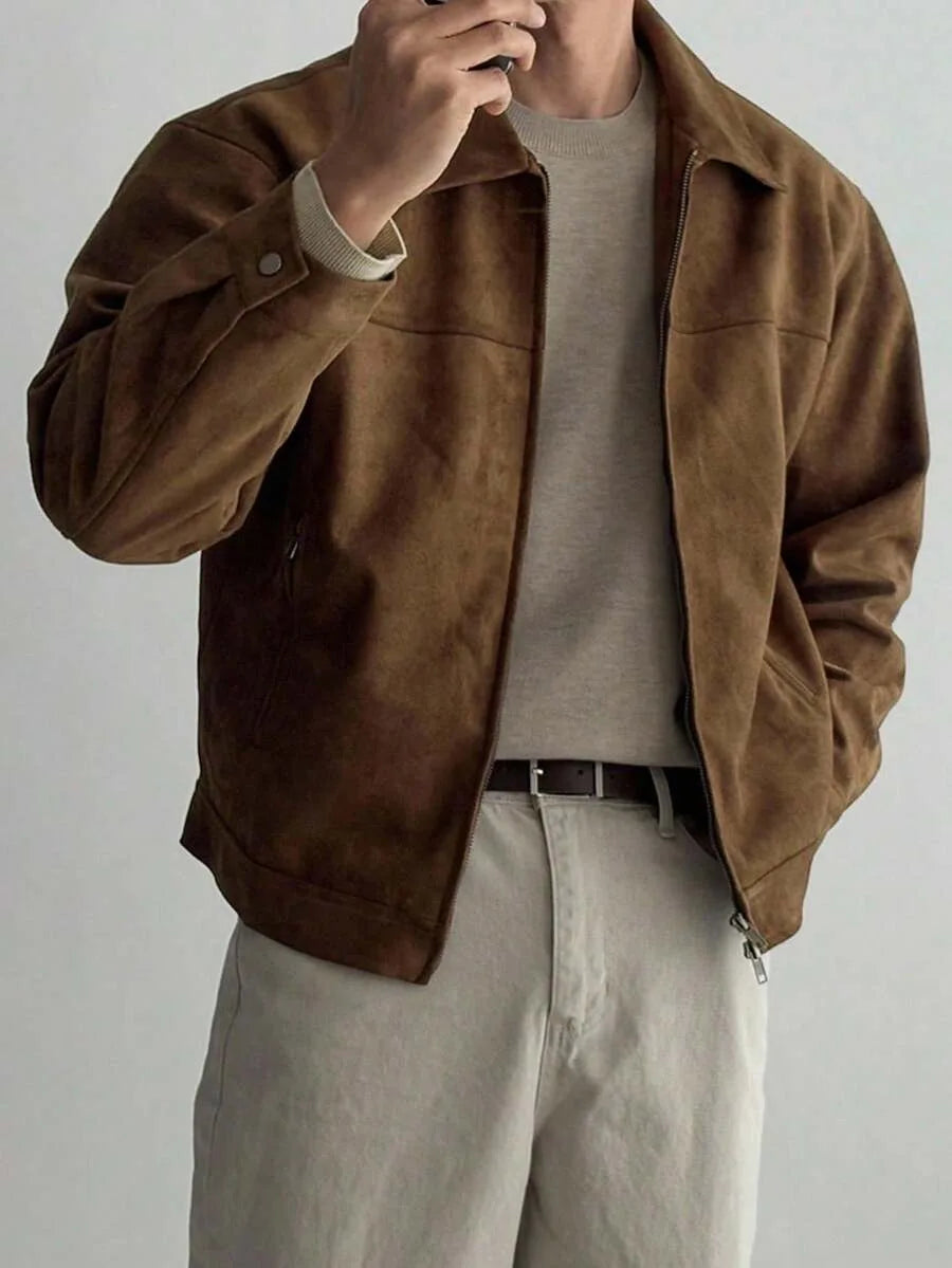 Bomberjack van bruin suede