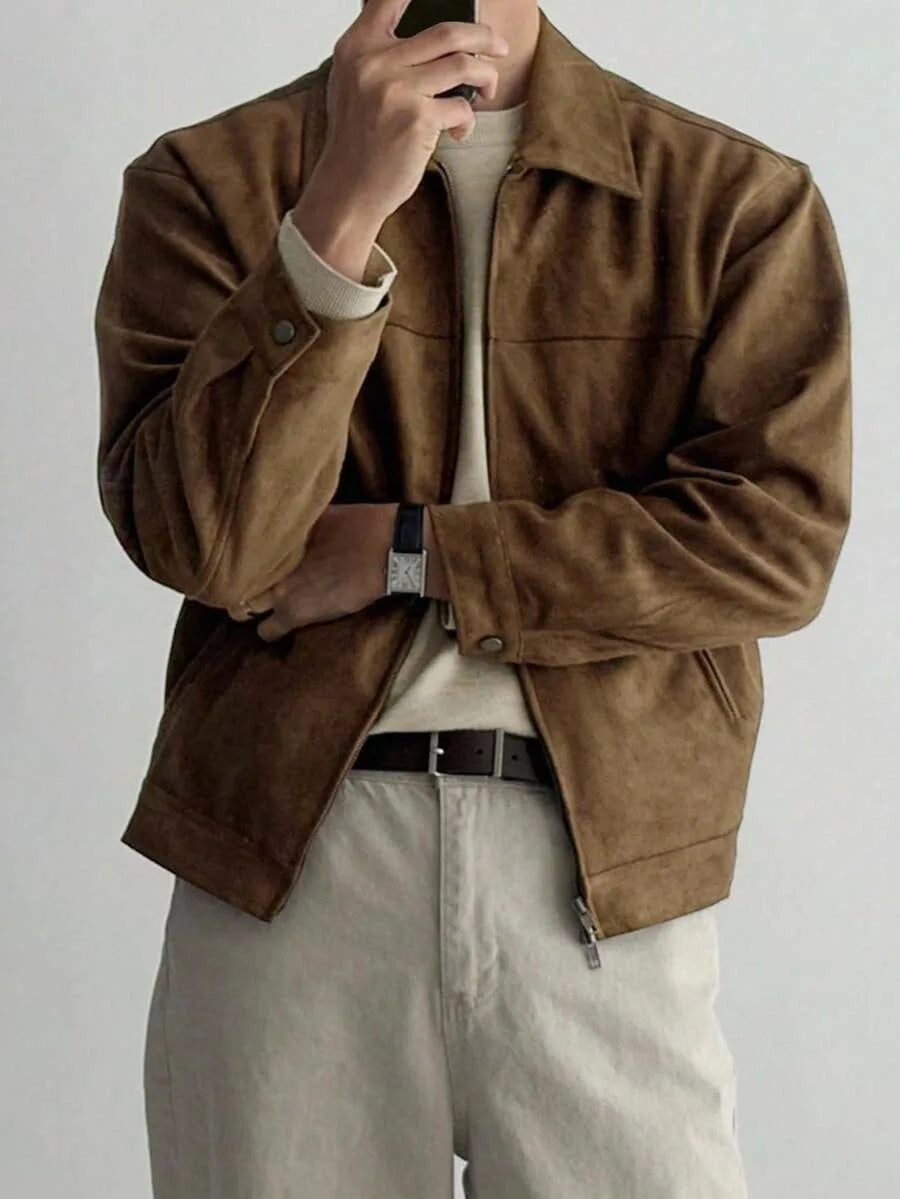 Bomberjack van bruin suede