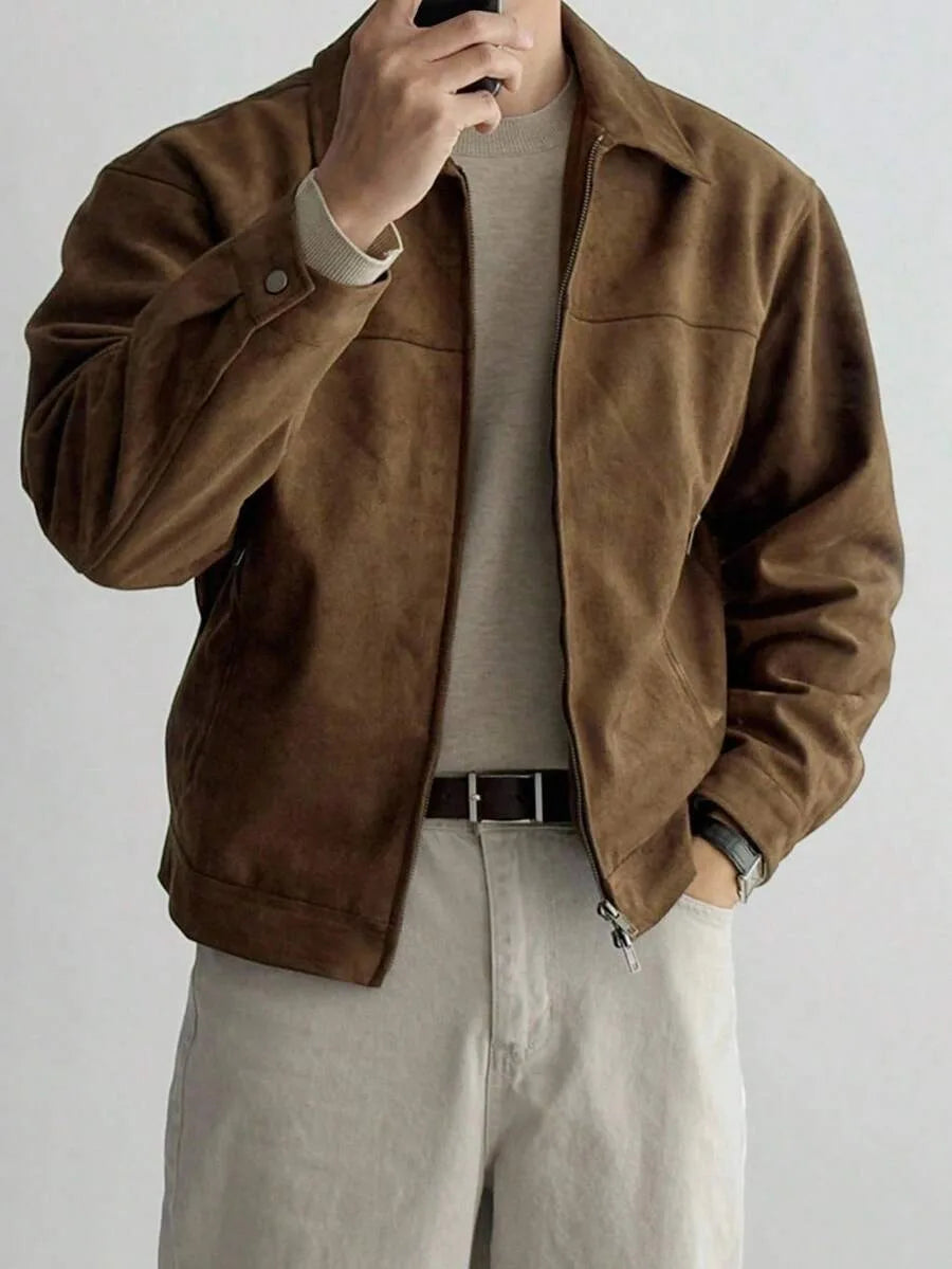 Bomberjack van bruin suede