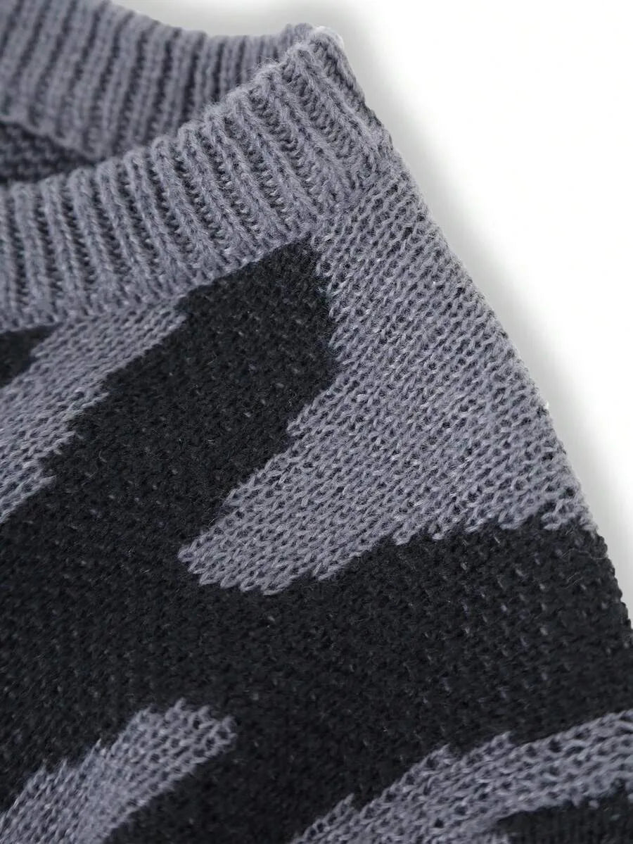 Kleurblok sweater met print