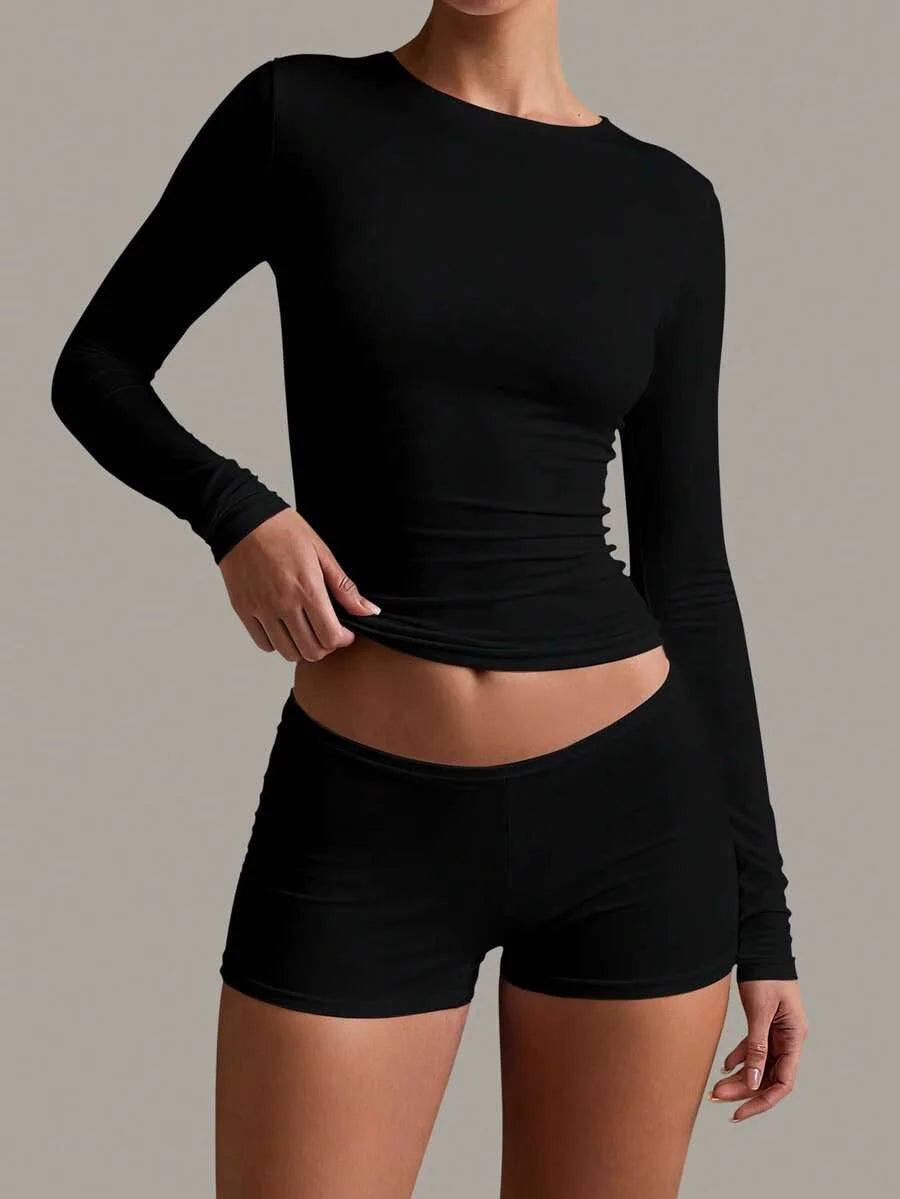 Slim fit T-shirt met lange mouwen