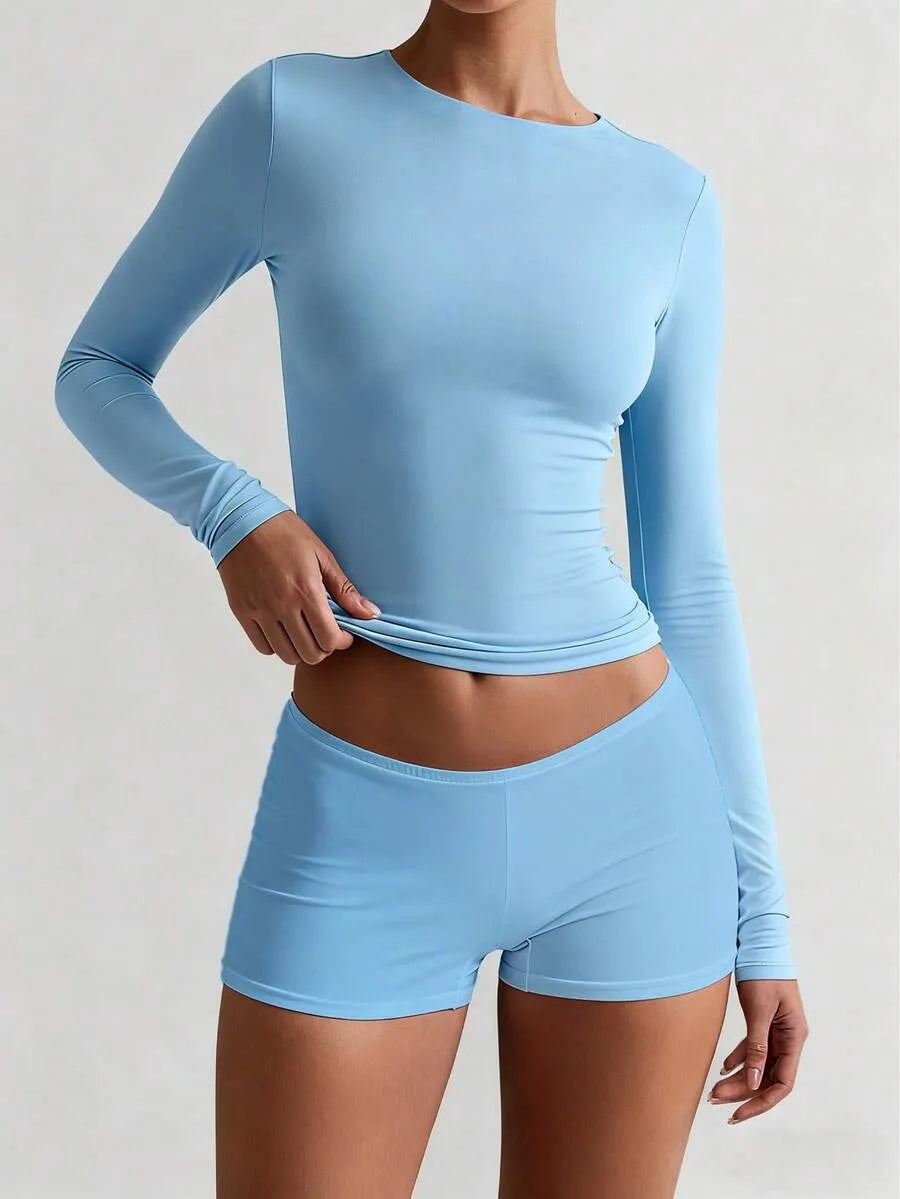 Slim fit T-shirt met lange mouwen