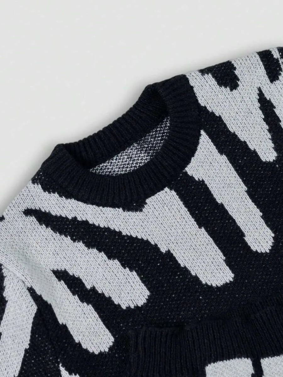 Kleurblok sweater met print
