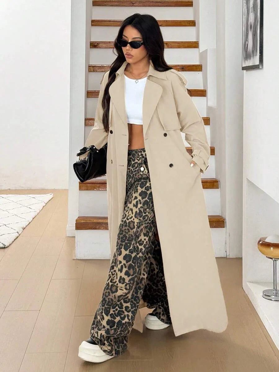 Oversized trench coat met ceintuur