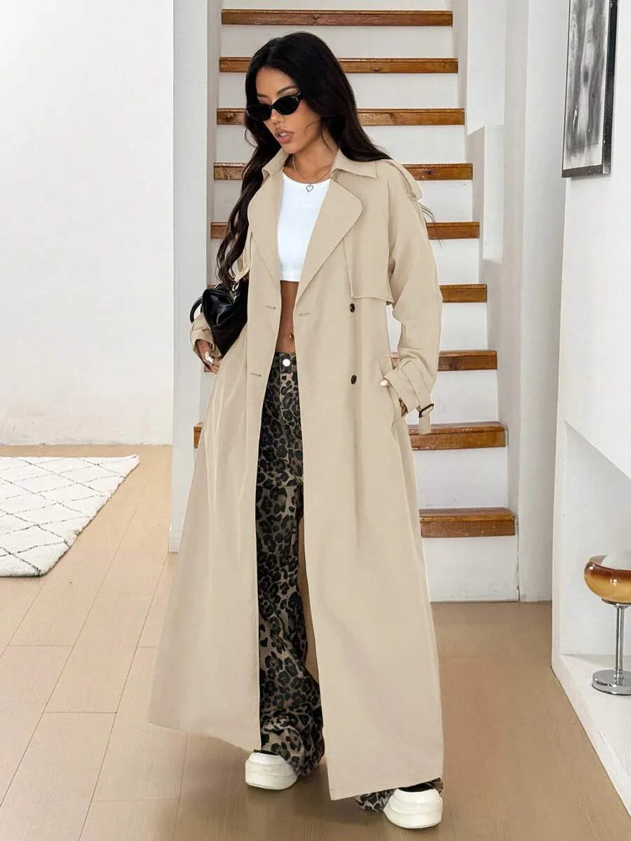 Oversized trench coat met ceintuur