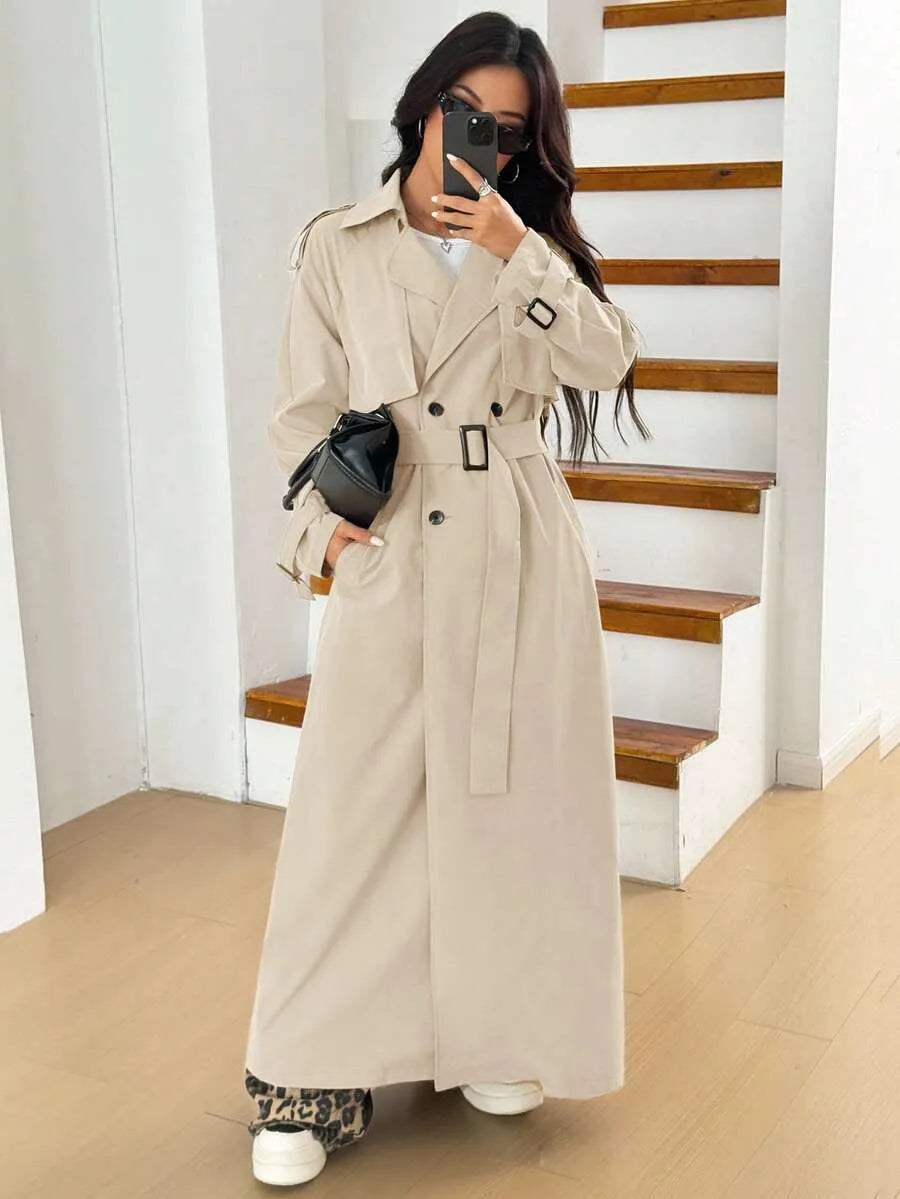Oversized trench coat met ceintuur