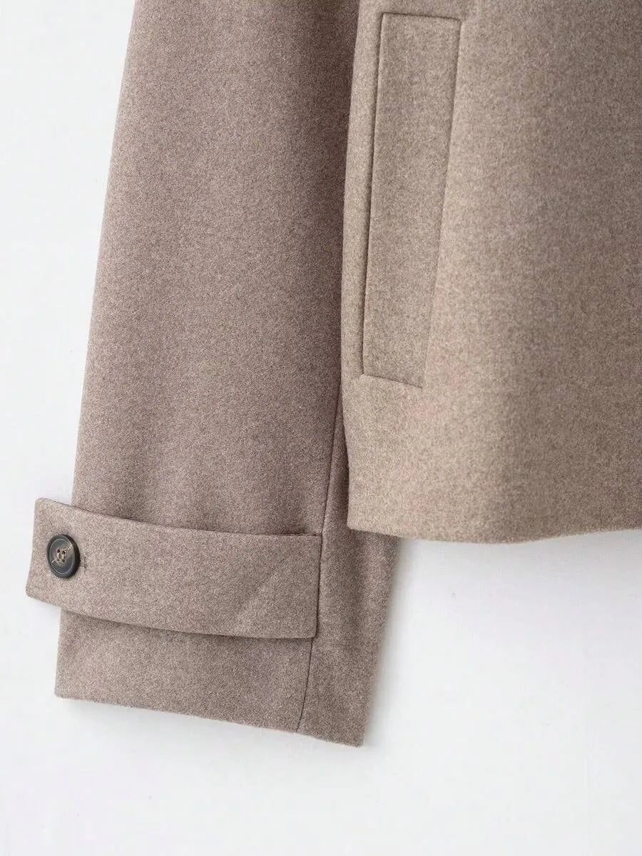 Korte khaki jas met opstaande kraag