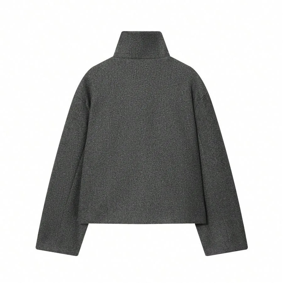 Korte khaki jas met opstaande kraag