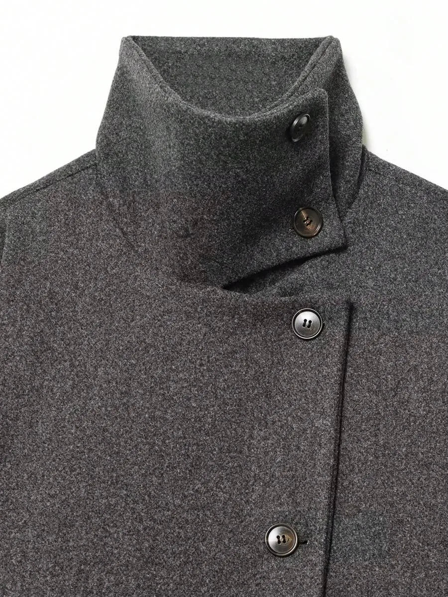 Korte khaki jas met opstaande kraag