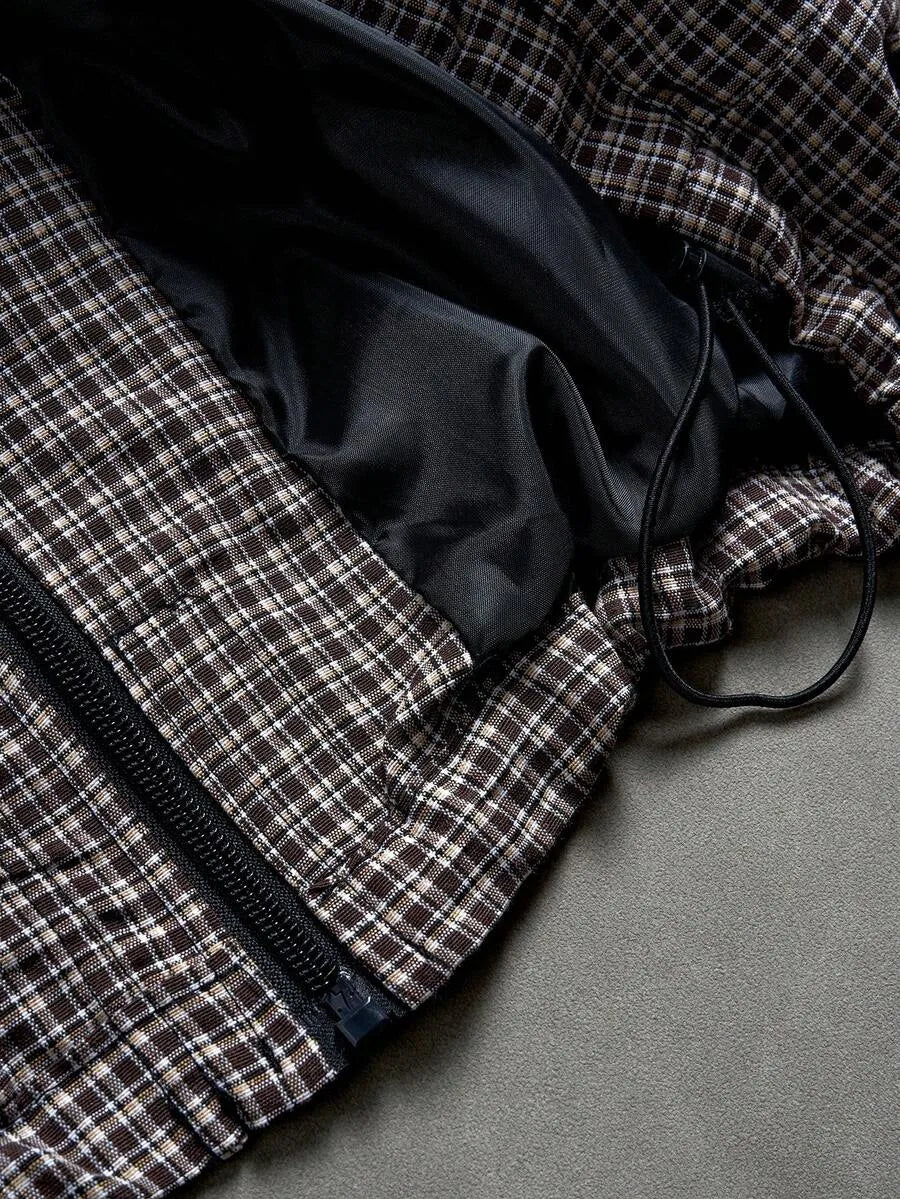 Oversized parka met plaid patroon