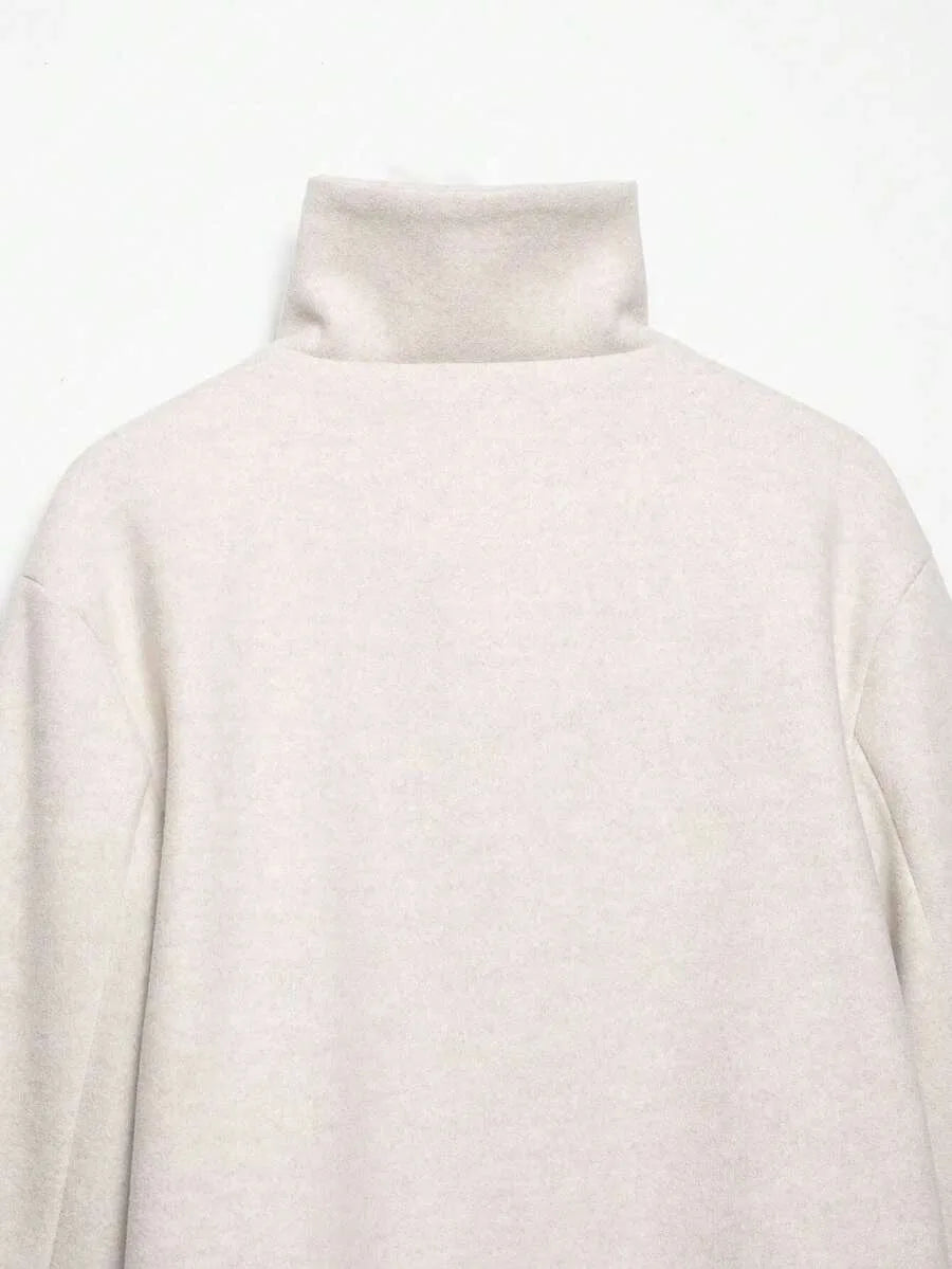 Korte khaki jas met opstaande kraag