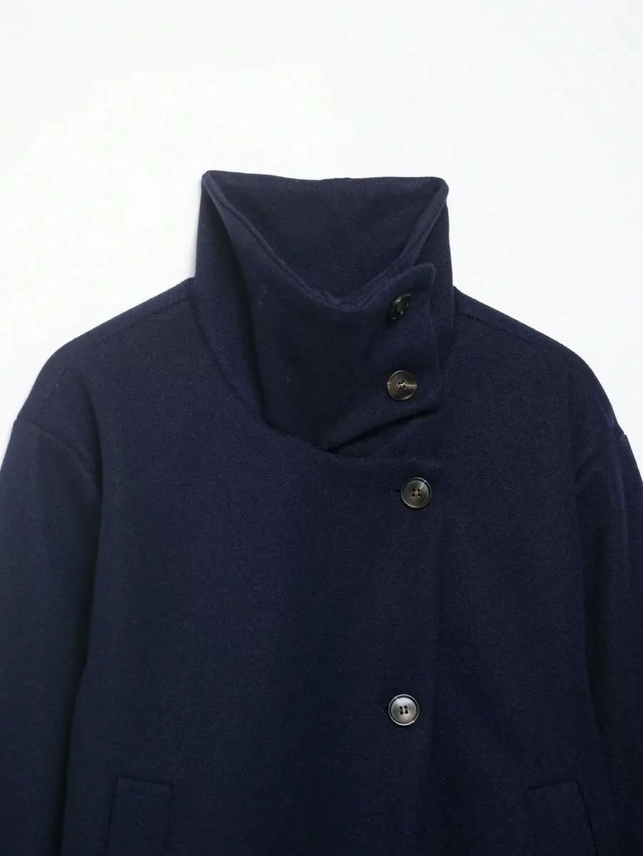Korte khaki jas met opstaande kraag